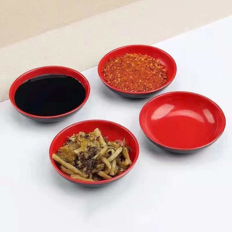 Meal Prep Bowl - 3 Stück Runde Melamin-Gewürzschalen in Rot