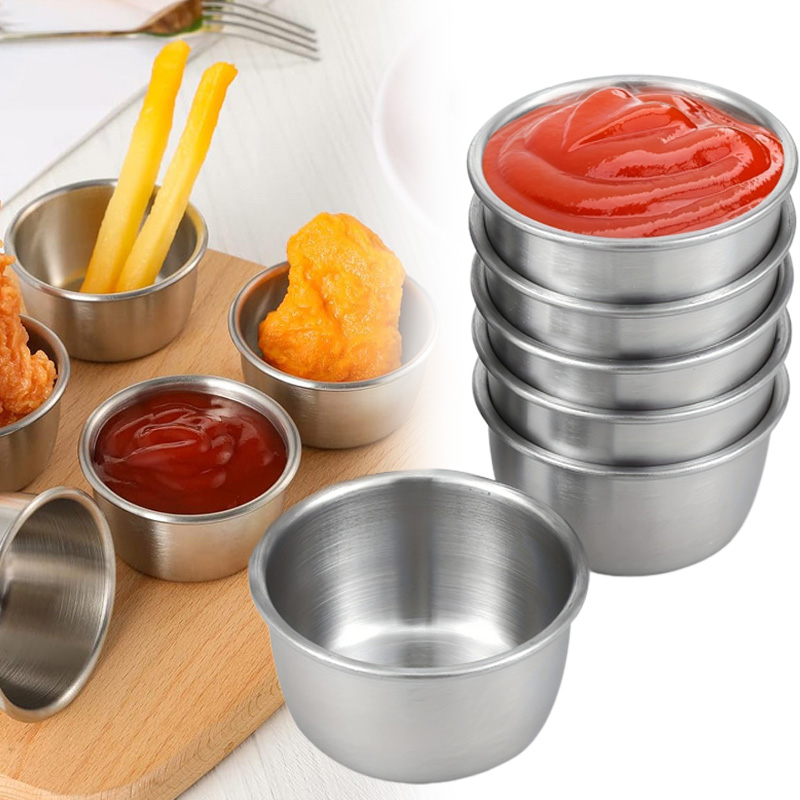 Sauce Dipping Cup - Saucen-Tauchschüssel, 304 Edelstahl-Tauchbecher, runde Saucengerichte, Mini,