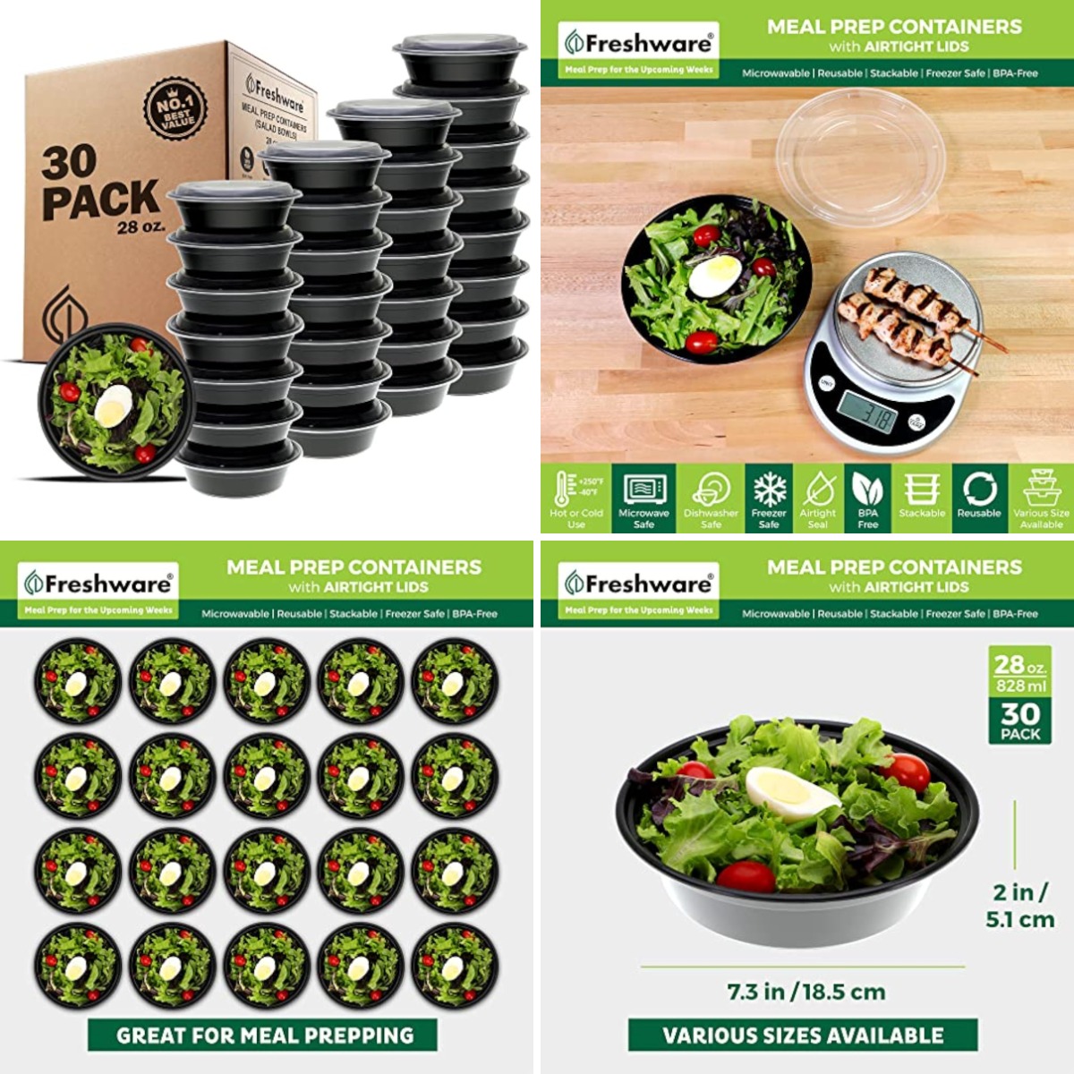 Meal Prep Bowl - Essenszubereitungsschüsseln [30er-Pack] Plastikschüsseln mit Deckeln für
