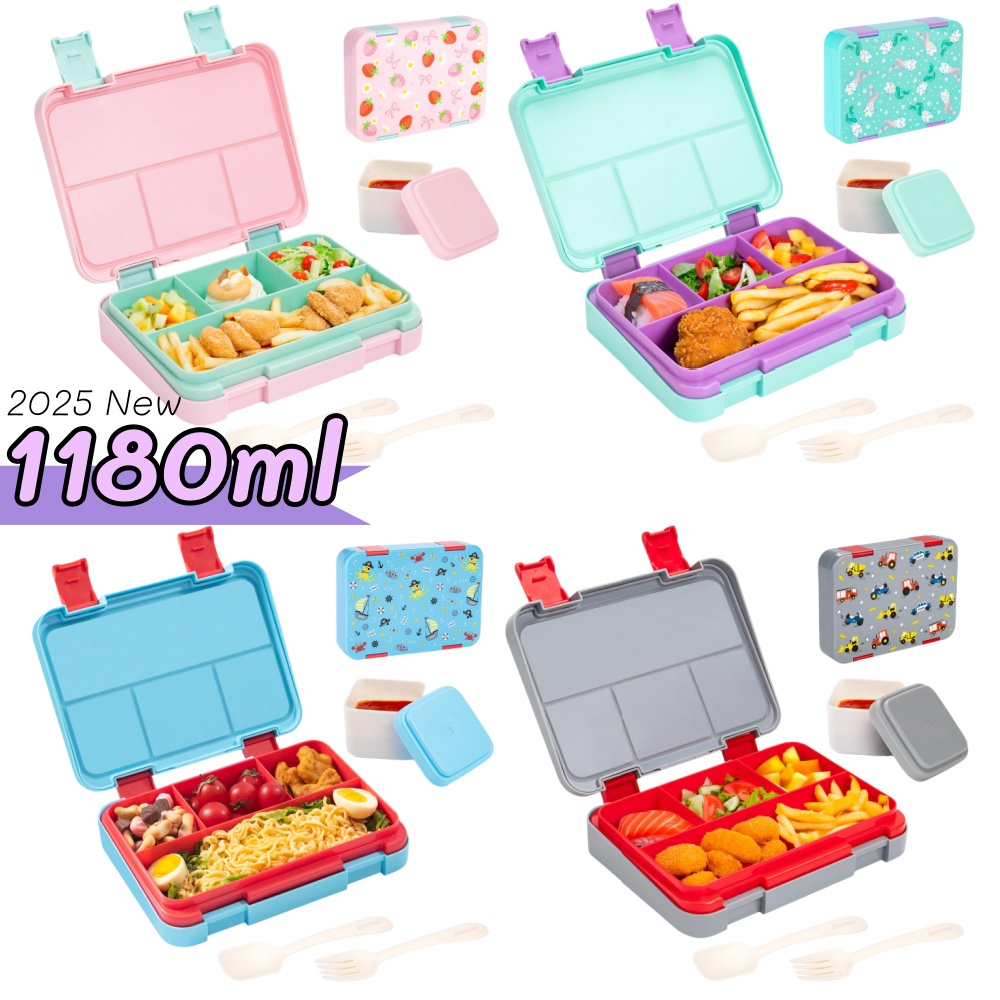 Meal Prep Or Prep Meal - 40 Unzen Bento-Lunchbox-Set mit Cartoon-Muster, auslaufsicher,
