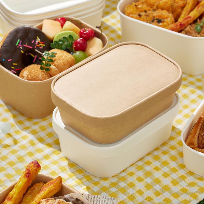 Meal Prep Bowl - 10 Stück Quadratische Einweg-Lunchboxen aus Kraftpapier